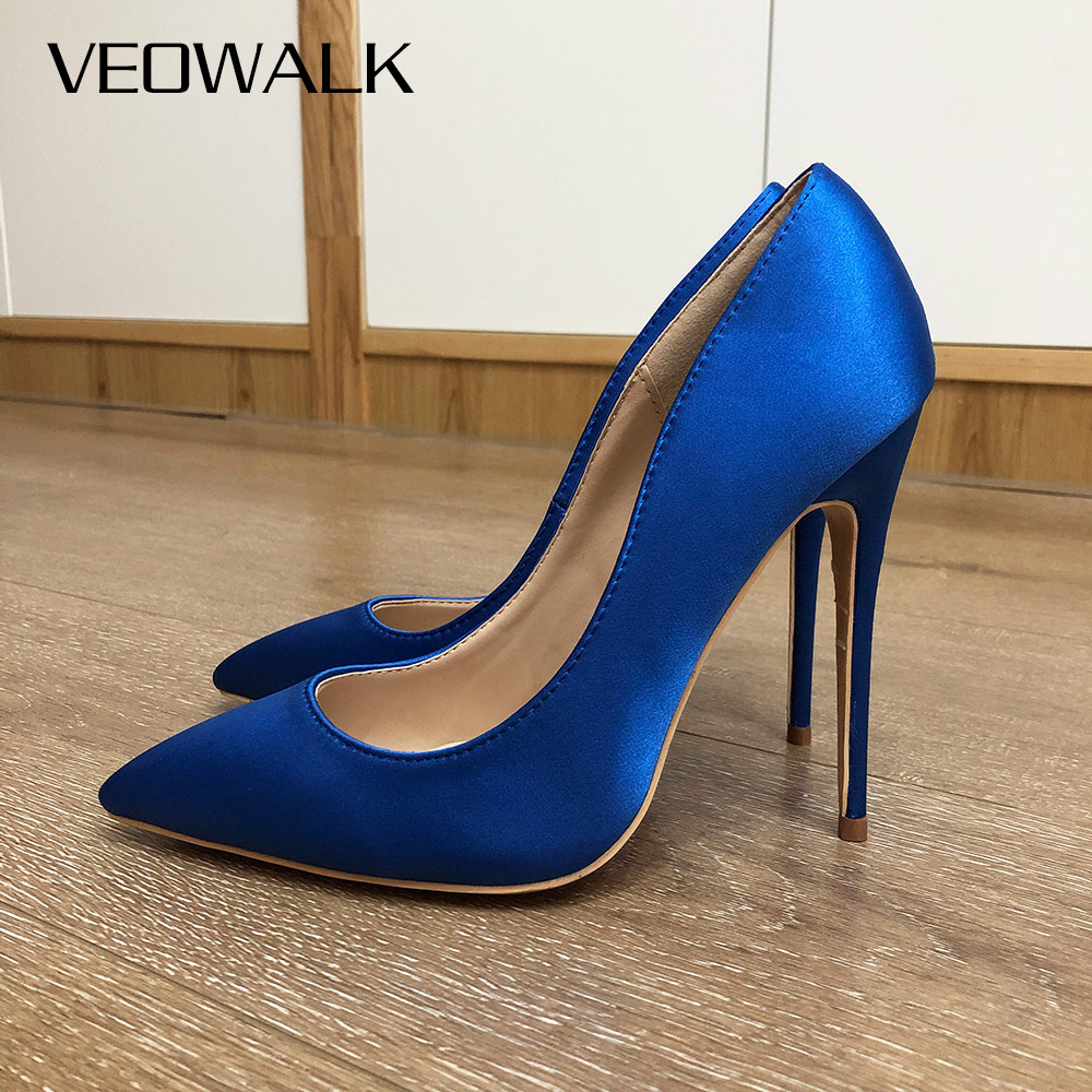 Slip Dress Satin - Veowalk Royal Blue donna tacchi a
